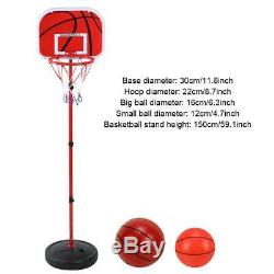 150CM Kids Portable Basketball Hoop Stand System Adjustable Height Net Ring Ball