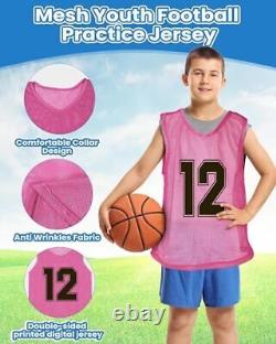 48 Pcs Pinnies for Sport Soccer Practice Pinnies Green, Pink, Blue, Yellow