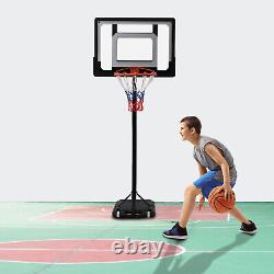 5.67ft Height Adjustable Outdoor Basketball Hoop System Stand with Wheel White