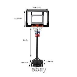 5.67ft Height Adjustable Outdoor Basketball Hoop System Stand with Wheel White