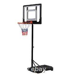 5.67ft Height Adjustable Outdoor Basketball Hoop System Stand with Wheel White