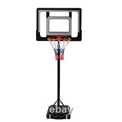 5.67ft Height Adjustable Outdoor Basketball Hoop System Stand with Wheel White