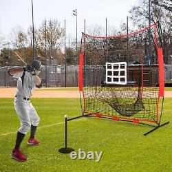7x7 Feet Baseball Softball Hitting Pitching Practice Net with Yellow Strike Z