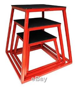 Ader Sporting Goods Plyometric Platform Box Set- 12, 18, 24 Red