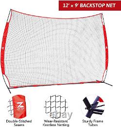 Barricade Backstop Net 12X9Ft & 16X10Ft Ball Sports Practice Barrier