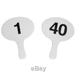 Better Bidders 11.5in Oval Cartonplast Auction Paddles Set, White, Numbered 1-40