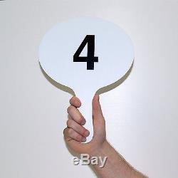 Better Bidders 11.5in Oval Cartonplast Auction Paddles Set, White, Numbered 1-80