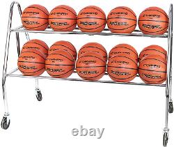 CHAMPRO Easy Assemble Mobile Prism Ball Rack with Casters, 15 Basketball Capacit