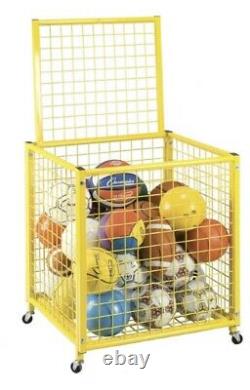 Champion Sports Yellow Locking Cart Basketball Volleyball Baseball Kickball