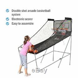 Double Hoop Shot Electronic Basketball Arcade Game 2 Player with 4 Ball Indoor