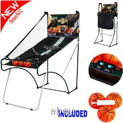 Foldable Indoor Basketball Arcade Game Double Electronic Dual Hoop Shot 2 Player