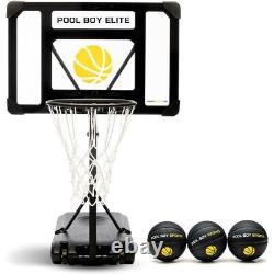 Pool Basketball Hoop Set Includes 3X Composite Leather Basketballs, Air Pump