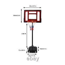Portable Basketball Hoop System Goal Stand Height Adjustable Outdoors White/Red