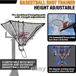 Portable Basketball Shot Trainer with Rebounder Net Return and Adjustable Suppor