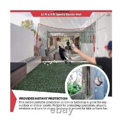 PowerNet 12 ft x 9 ft Sports Barrier Net 108 SqFt of Protection Safety Ba