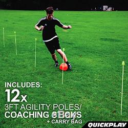 QuickPlay PRO Agility Poles Set of 12 Adjustable Height use as x12 3FT Soccer
