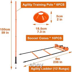 Soccer Training Equipment Agility Training Poles Equipment Includes 6 Flexible A