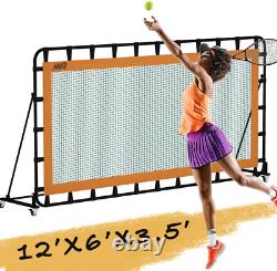 Tennis Rebounder 12'X6', Adjustable Tilt Rebound Net, Multi-Sport Training Bounc