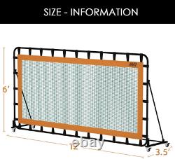 Tennis Rebounder 12'X6', Adjustable Tilt Rebound Net, Multi-Sport Training Bounc