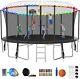 Windproof Trampoline 1500LBSwith Enclosure Net Basketball Hoop