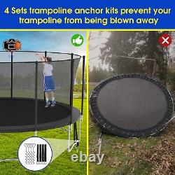 Windproof Trampoline 1500LBSwith Enclosure Net Basketball Hoop