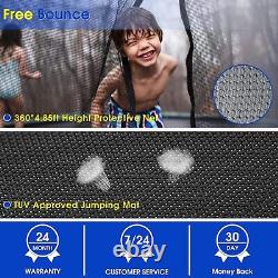 Windproof Trampoline 1500LBSwith Enclosure Net Basketball Hoop