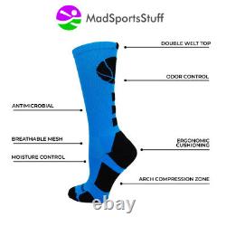 (electricblue/black, m) MadSportsStuff Basketball Socks with Basketball Logo