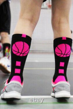 (electricblue/black, m) MadSportsStuff Basketball Socks with Basketball Logo